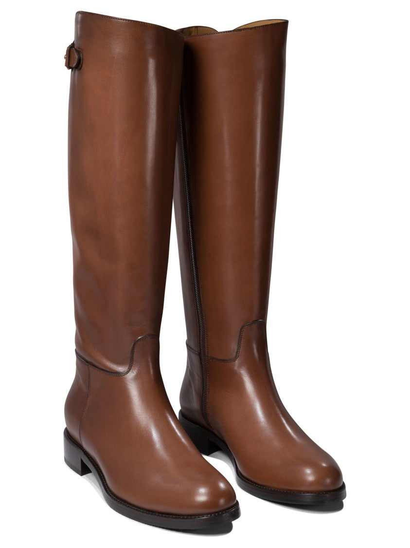 Maretto Brown Ankle Boots With Buckle Detail