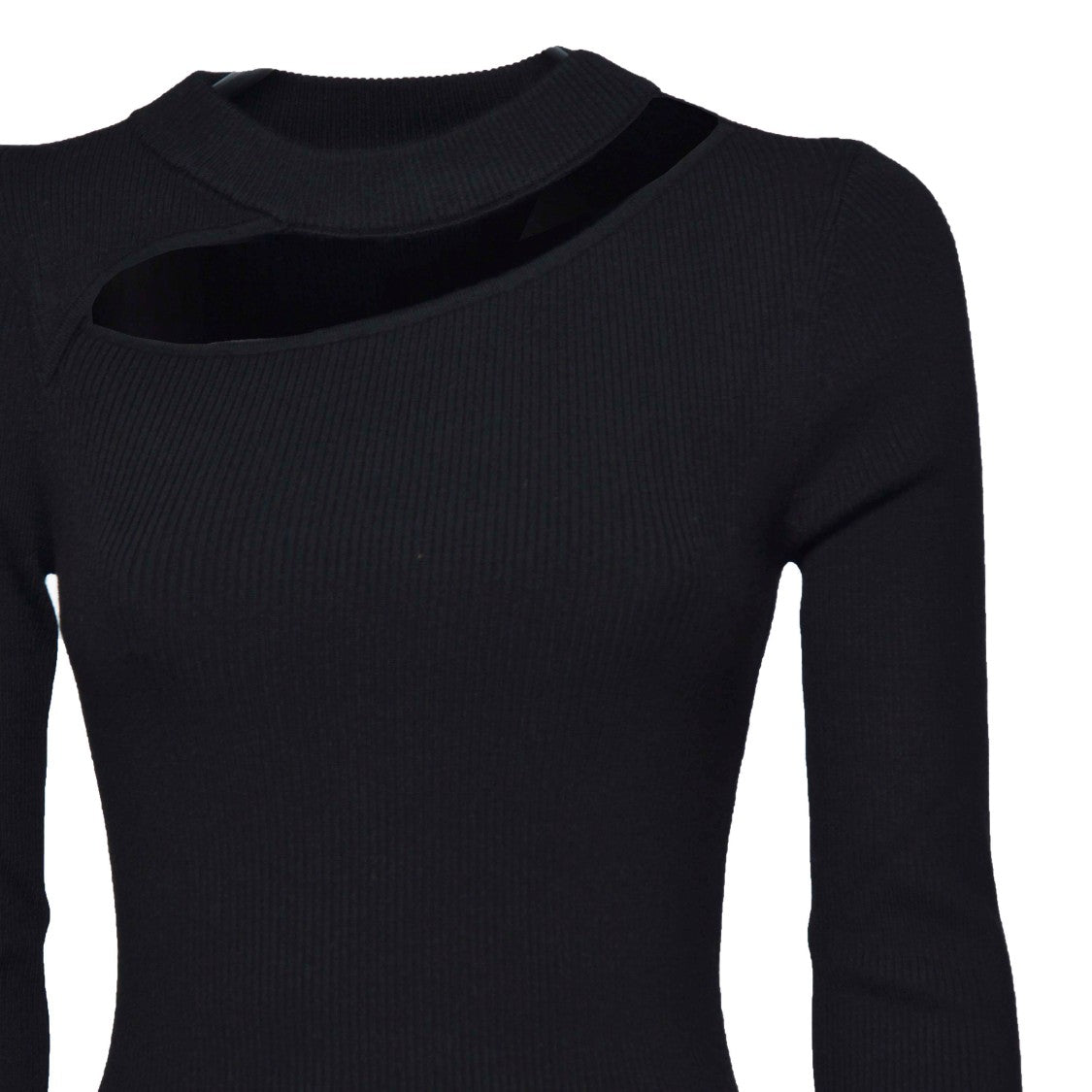 Diane Von Furstenberg Ribbed Knit Pullover With Diagonal Cut-Out Detail