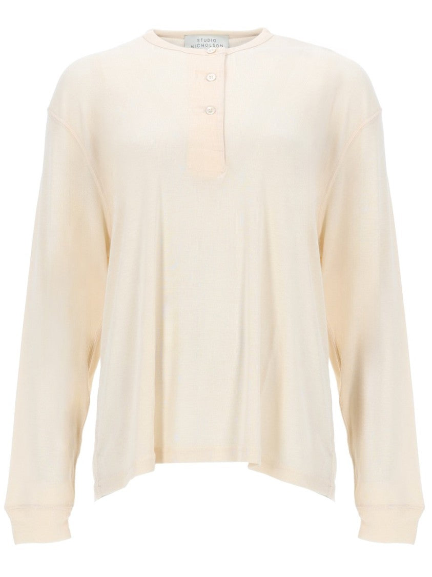 Studio Nicholson Rutas Henley Smooth Viscose Long-Sleeve T-Shirt