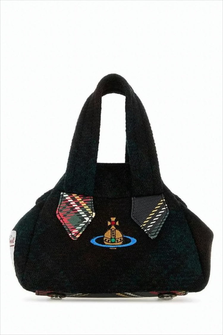 Vivienne Westwood Plush Wool Shoulder Bag With Embroidered Emblem