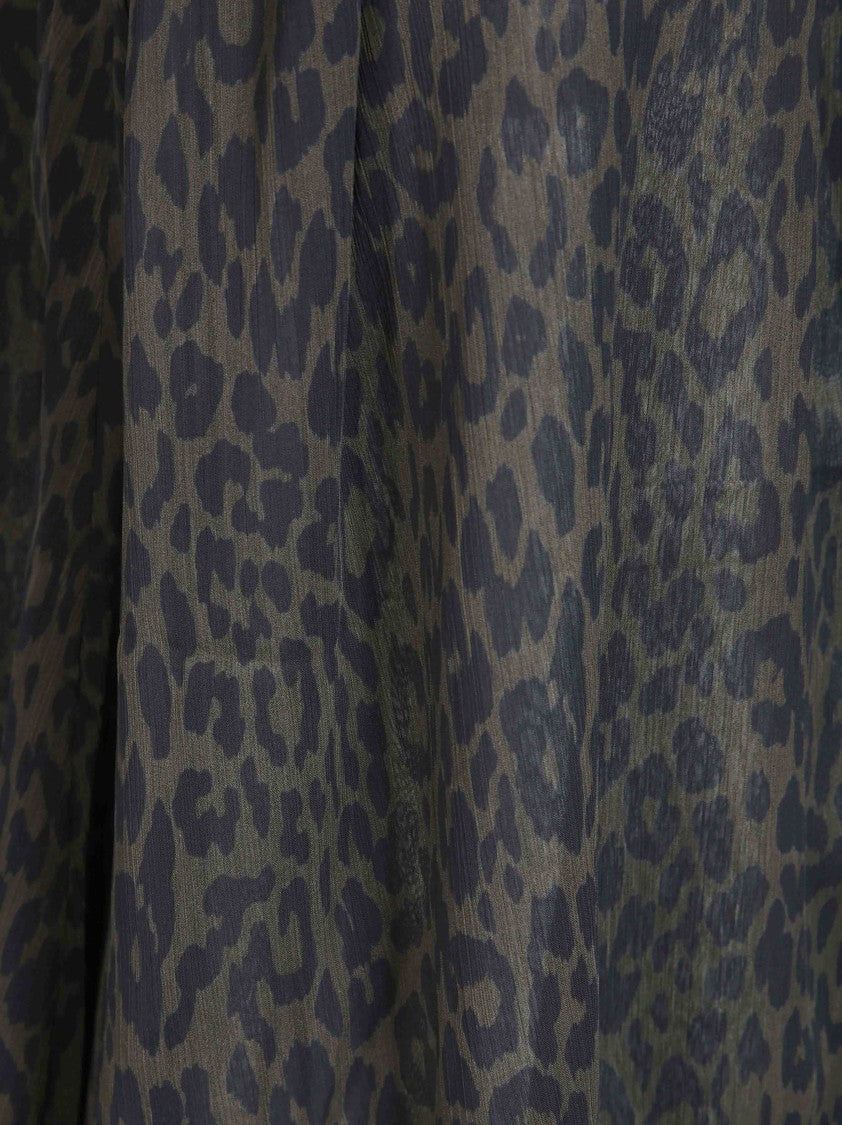 Rotate Leopard Halterneck Bow Semi-Sheer Top