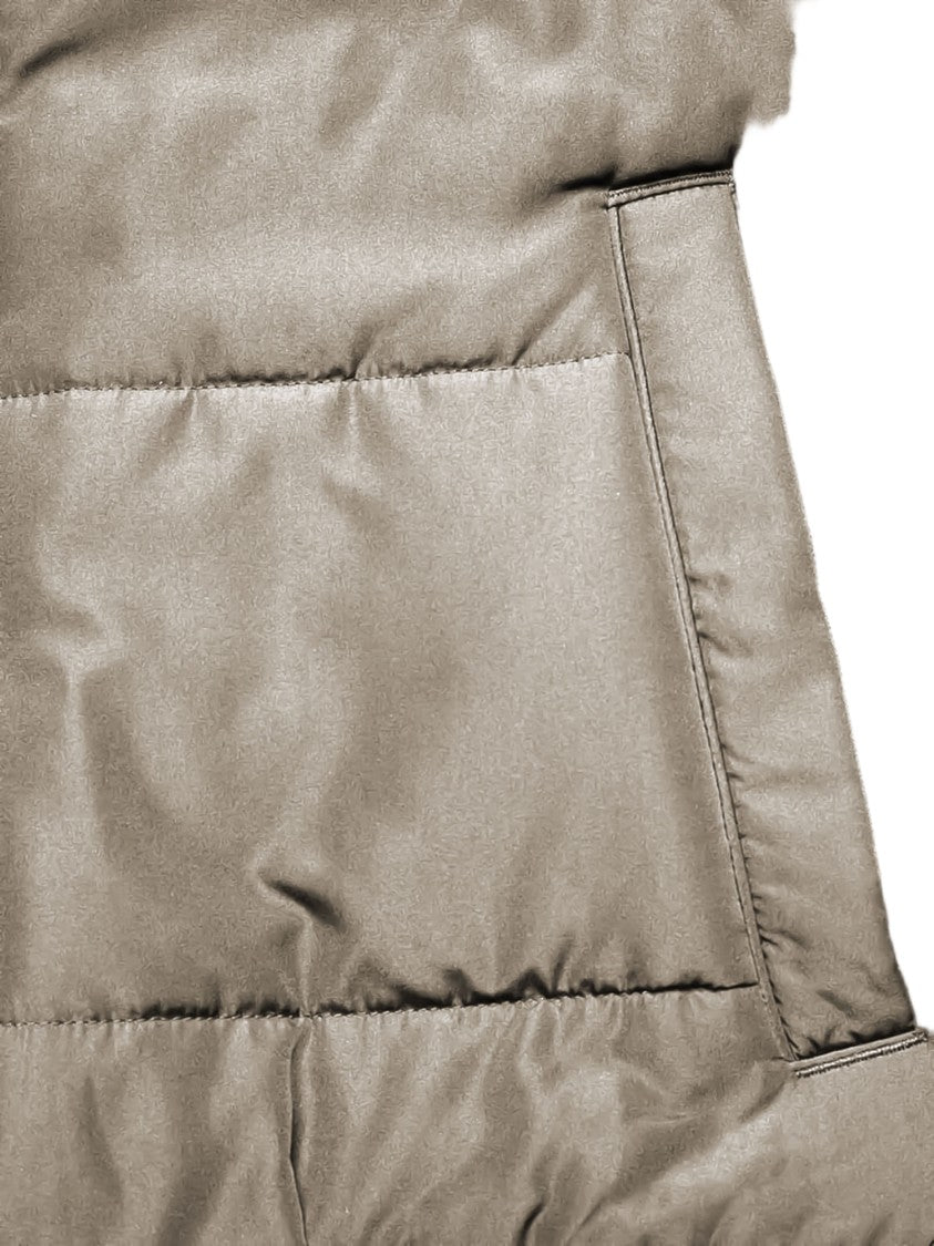 Hugo Boss Beige Cotton Jacket With Padded Front And Ribbed Cuffs
