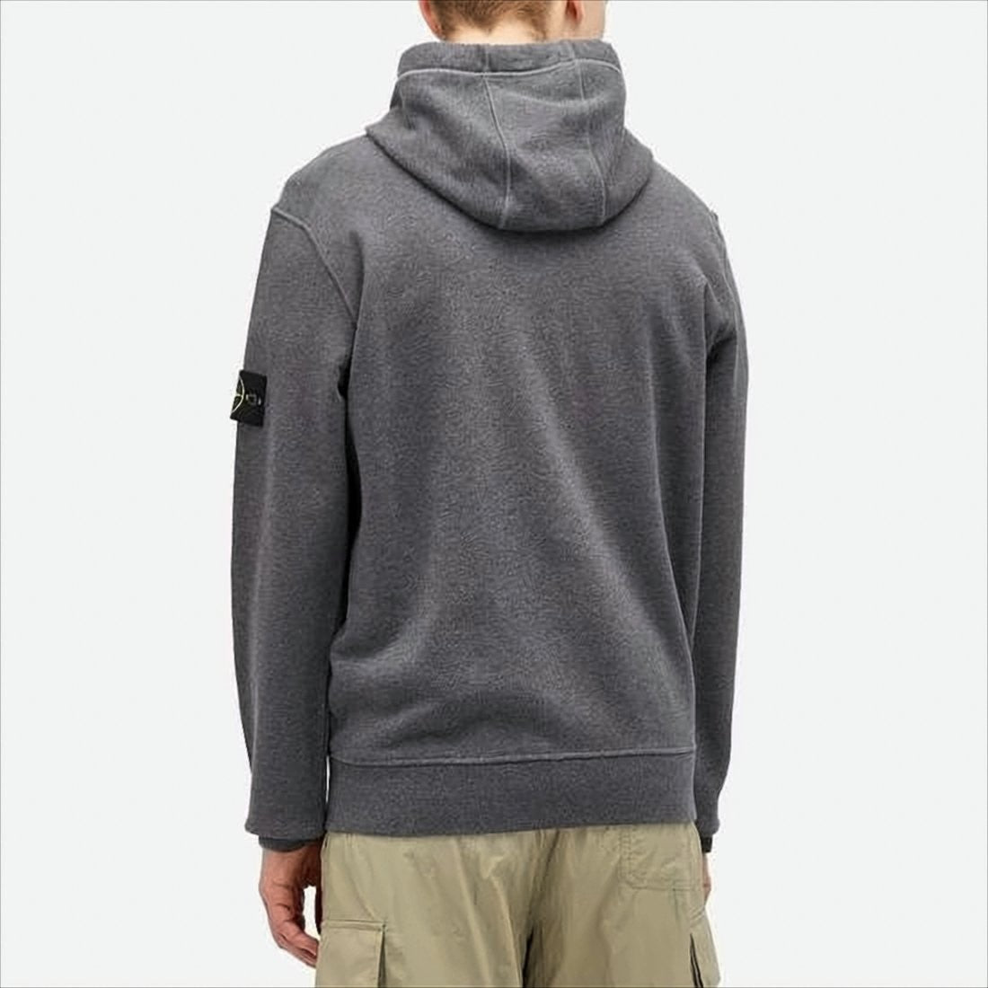 Stone Island Mid-Grey Cotton Hoodie With Signature Patch