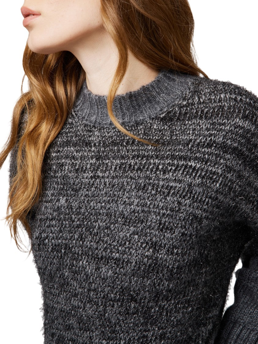 Alpha Studio Textured Long-Sleeve Crewneck Sweater