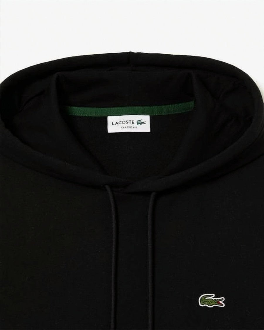 Lacoste Classic Black Hoodie With Kangaroo Pocket