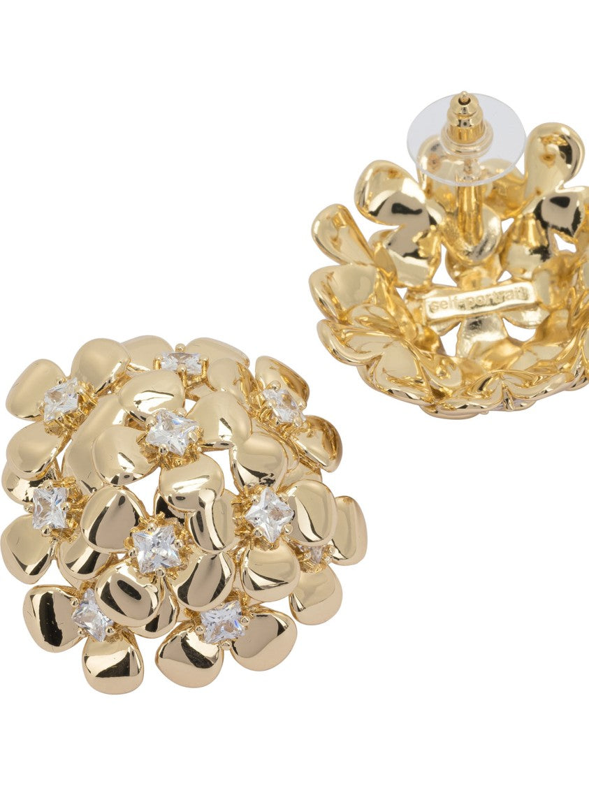 Self-Portrait Earrings With Golden Flowers