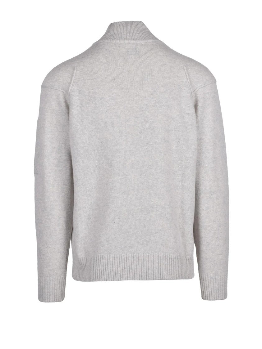 C.P. Company Light Grey Half-Zip Wool-Blend Sweater
