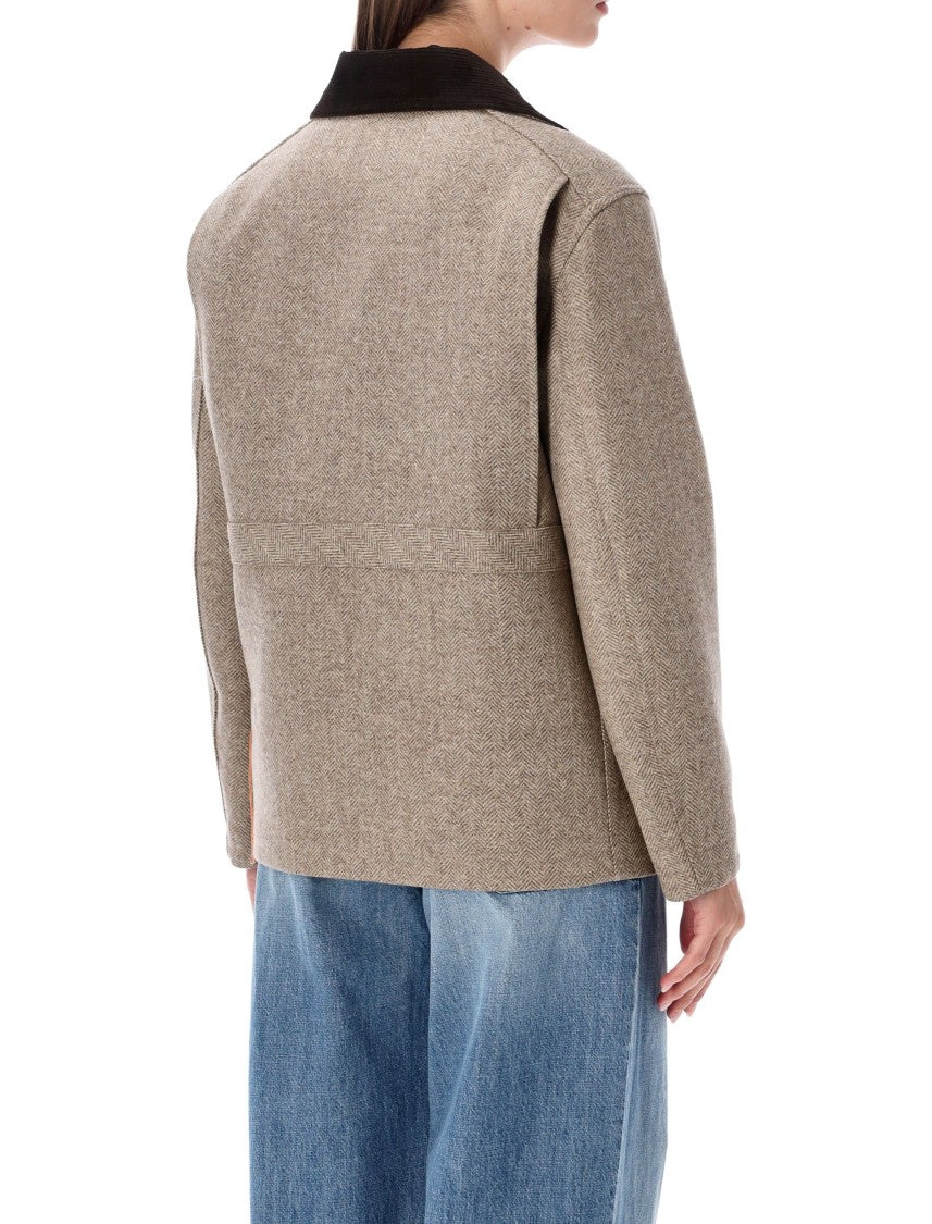 Fortela Textured Herringbone Contrast Jacket