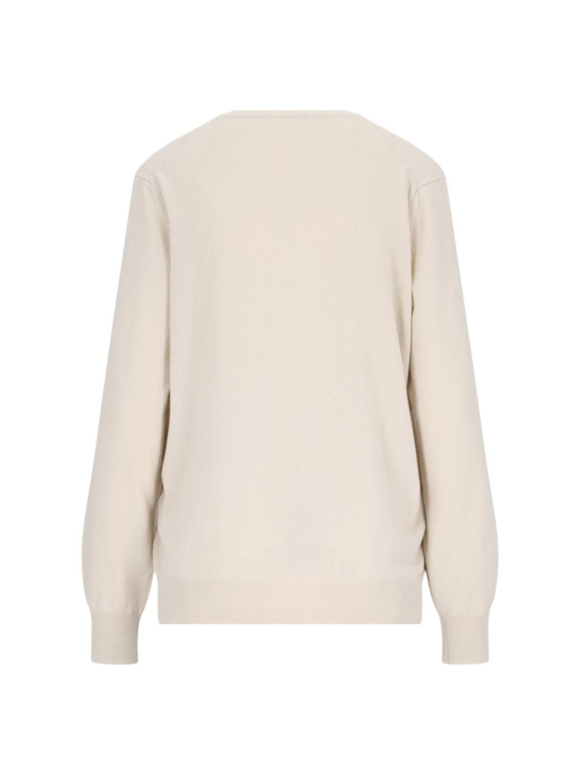 Canessa V-Neck Sweater In Cream Cashmere