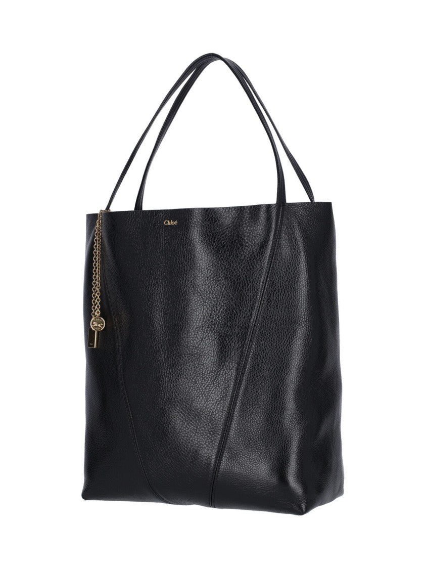 Chloé Black Spin Textured Leather Tote