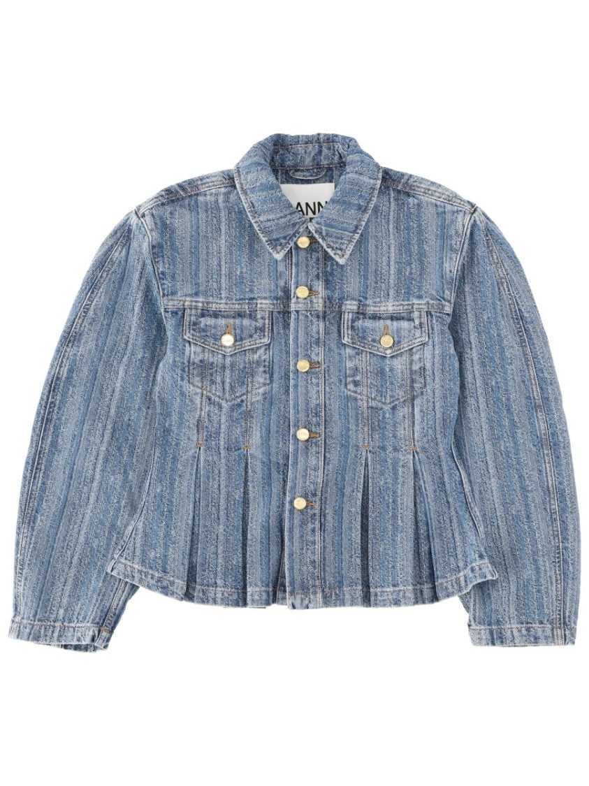 Ganni Blue Regular Fit Denim Jacket