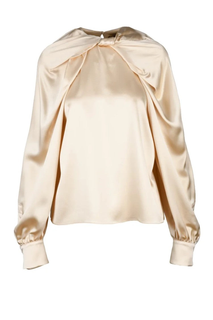 Max Mara Silk Puff Sleeve Blouse - Beige