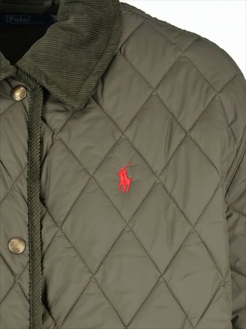 Polo Ralph Lauren Quilted Coat With Corduroy Collar And Relaxed Fit