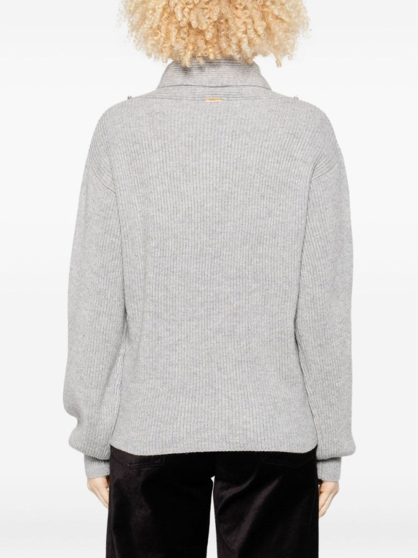 Twinset U&B Ribbed Knit Sweater With Shawl Collar