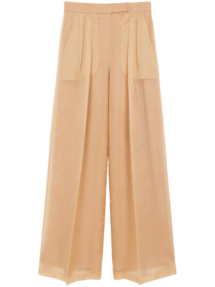 Max Mara Wide-Leg Trousers In Sheer Organza With Pleated Detailing