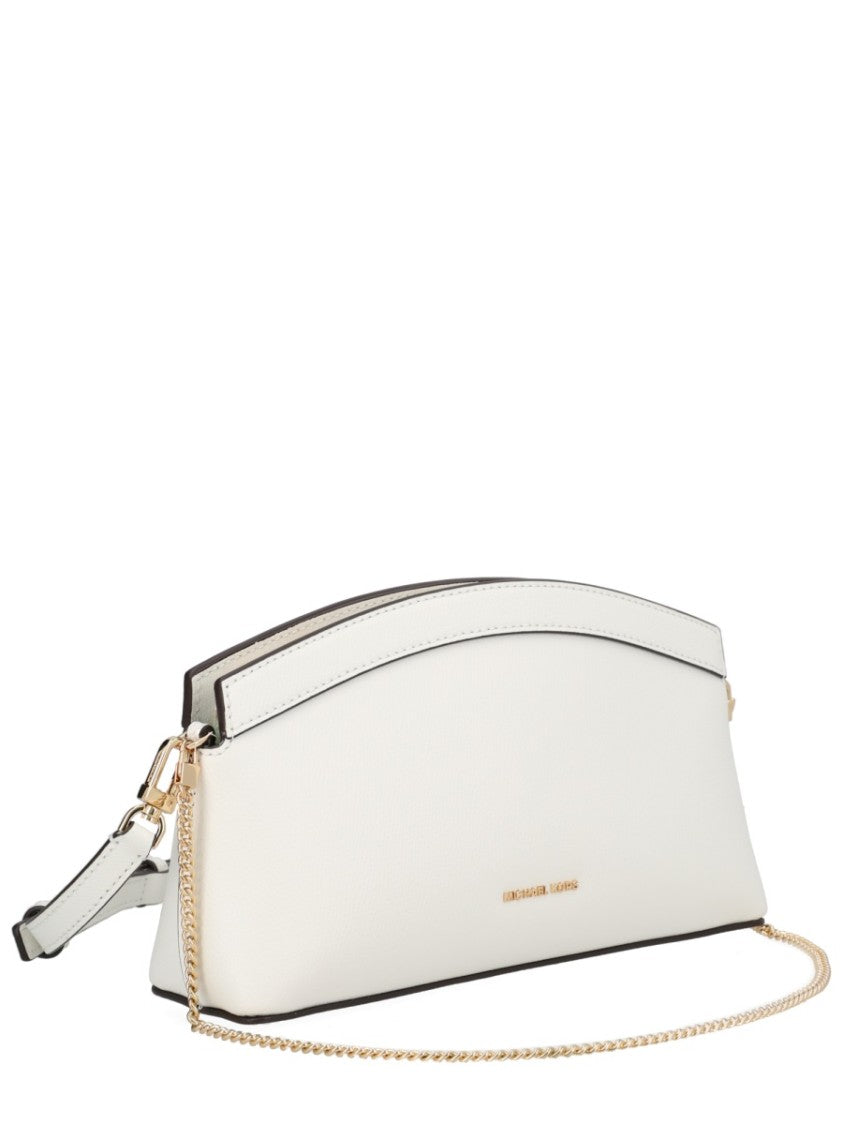 Michael Michael Kors Gold Athena Logo Curved Clutch Bag