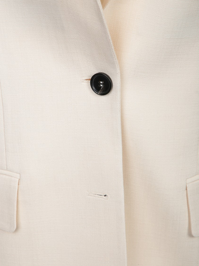 Msgm Tailored White Jacket With Single Button Closure