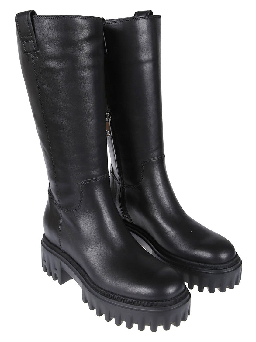 Hogan H700 Mid-Calf Black Leather Boots