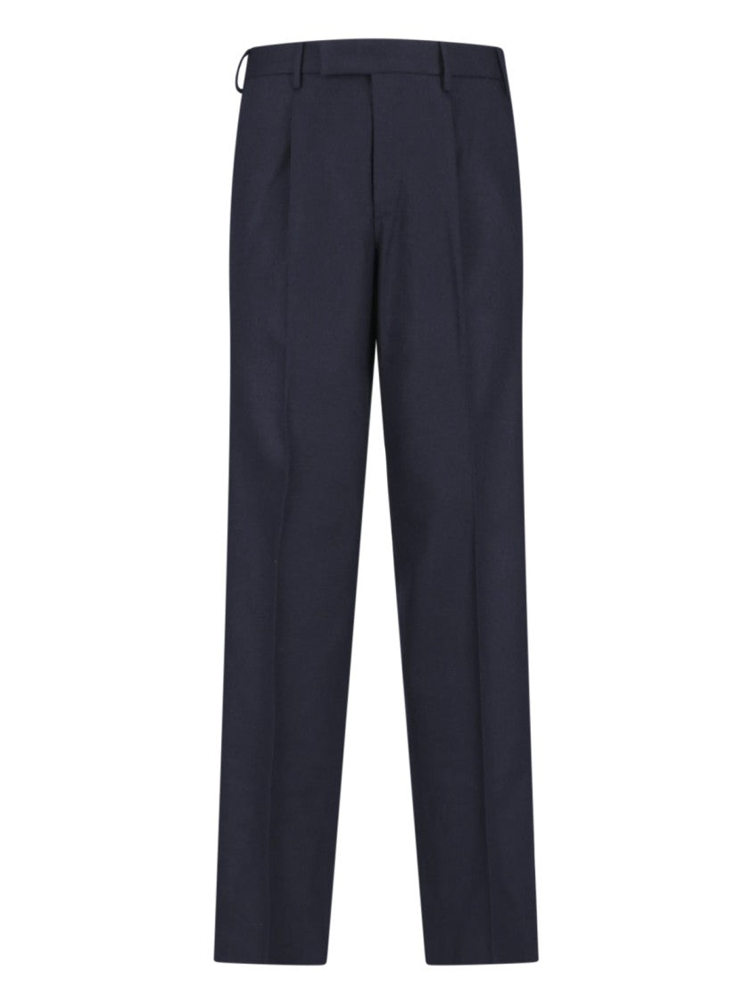 Pt Torino Black Straight-Leg Virgin Wool-Cashmere Trousers