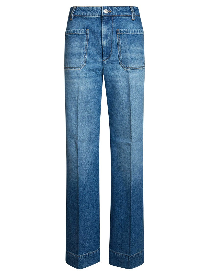 Victoria Beckham Mid-Blue Alina Straight-Leg Denim Jeans