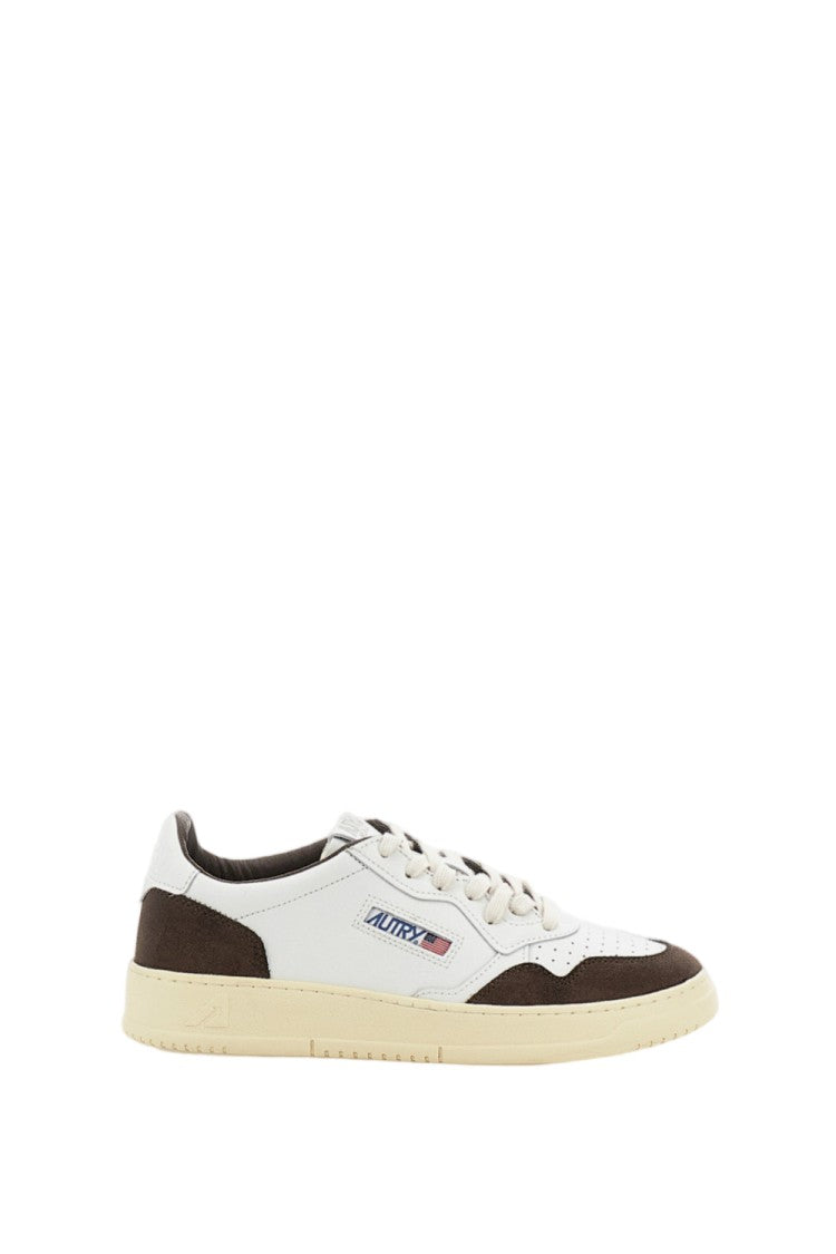 Autry White Brown Medalist Low Leather Suede Sneakers