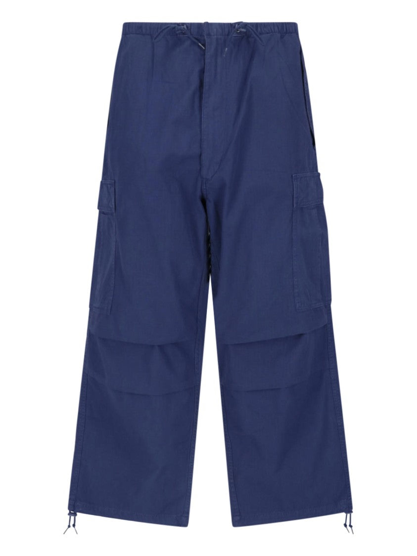 Polo Ralph Lauren Navy Blue Wide-Leg Cotton Cargo Trousers