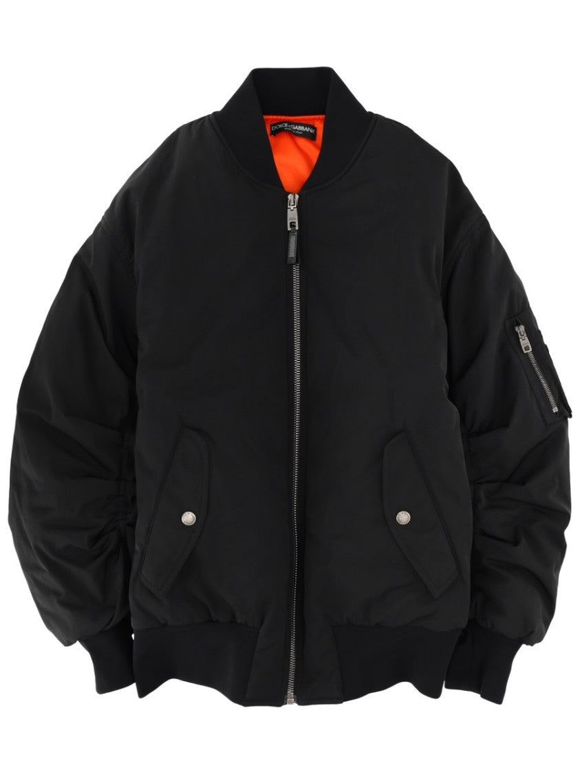 Dolce & Gabbana Black Oversized Contrast Lining Bomber Jacket