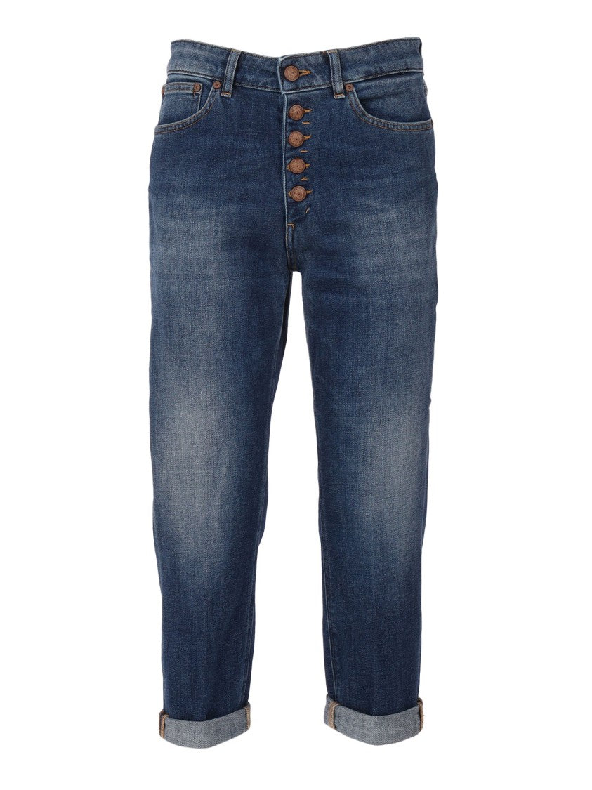 Dondup High-Waisted Distressed Denim Jeans With Rolled Cuffs