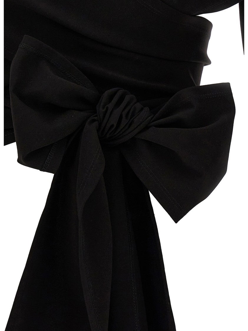 Dolce & Gabbana Cropped Black Top With Wrap Design