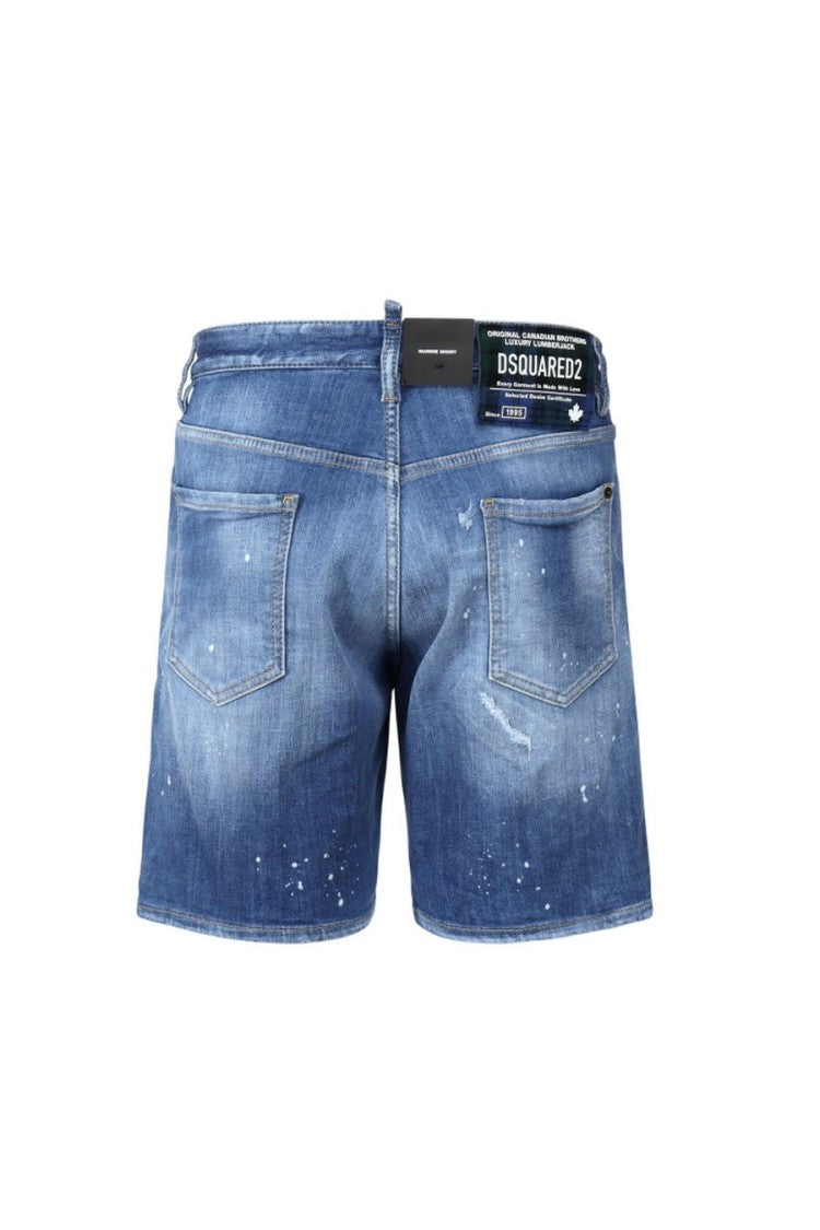 Dsquared2 Distressed Light Blue Denim Shorts With Five-Pocket Design
