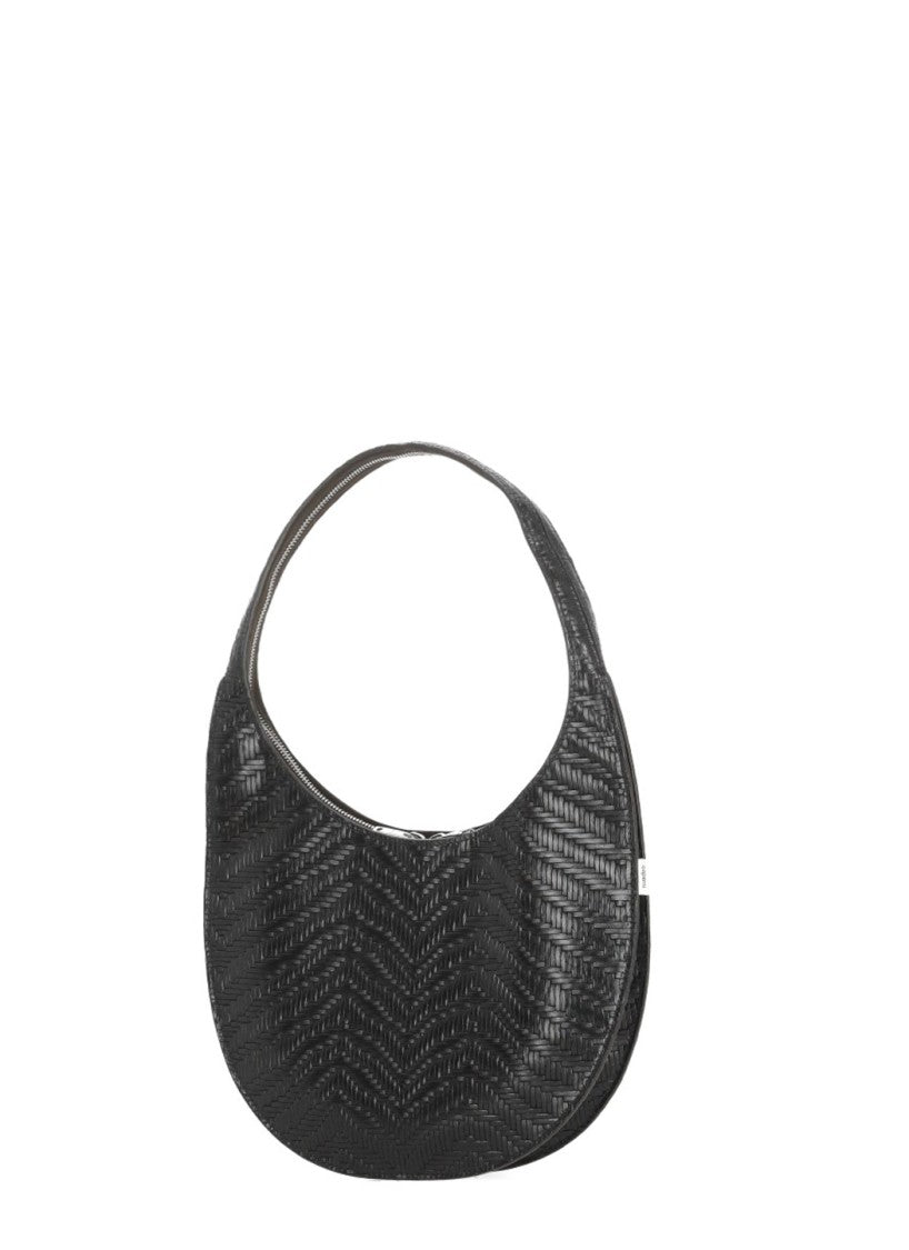 Coperni Medium Crescent-Shaped Leather Shoulder Bag With Woven Pattern