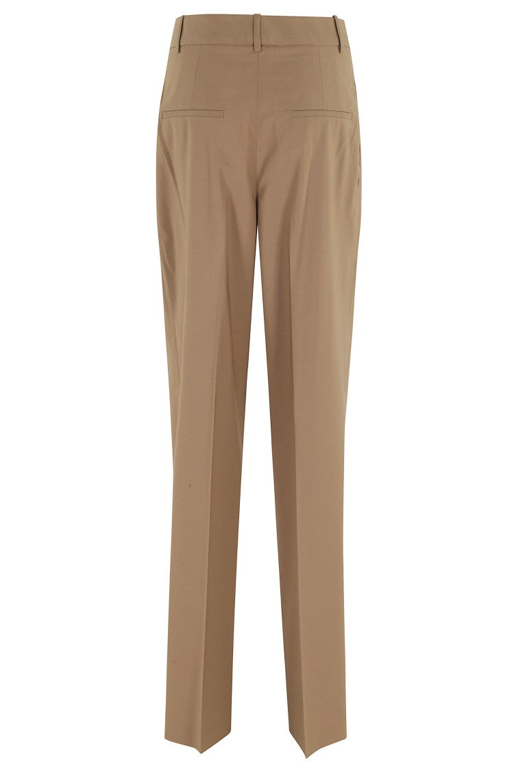 Róhe Mocha Mid Waist Tailored Double-Pence Wool-Blend Formal Pants