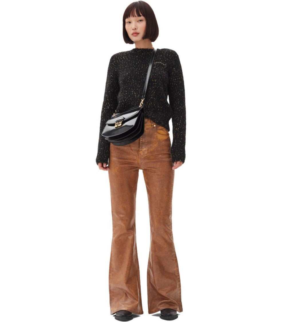 Ganni Melange Black Crewneck Jumper