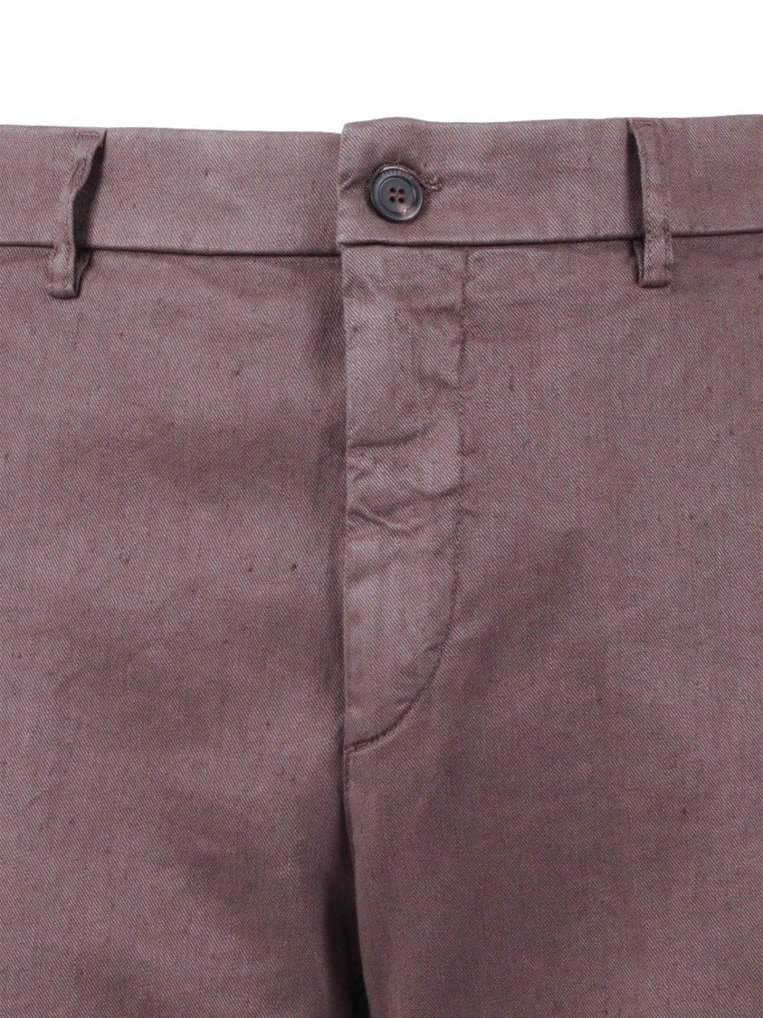 Peserico Tailored Brown Textured Straight-Leg Pants