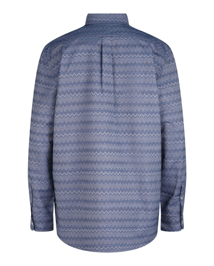 M Missoni Chevron-Pattern Long-Sleeve Button-Down Shirt