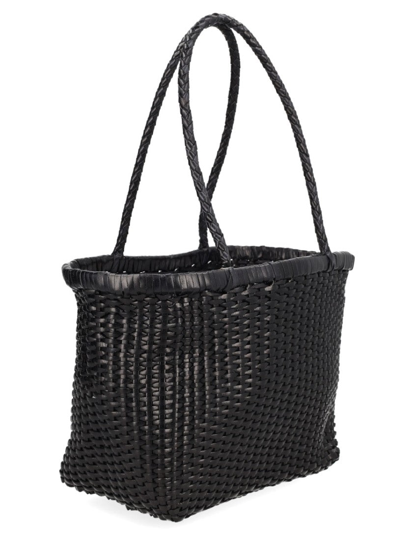 Dragon Diffusion Black Woven Leather Braided Handbag
