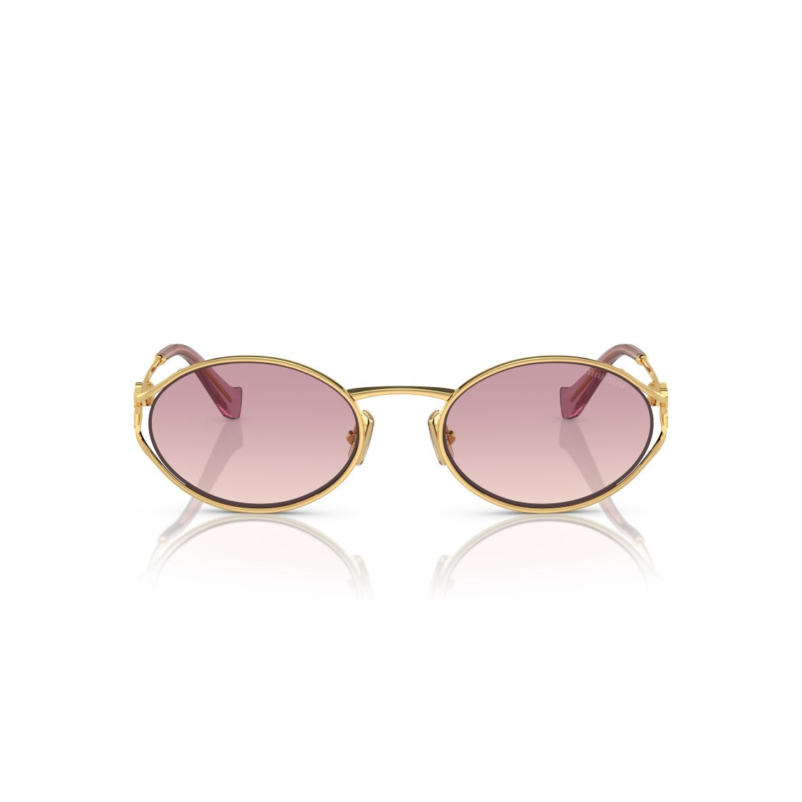 Miu Miu 0Mu 52Ys Oval Gold Metal Frame Sunglasses