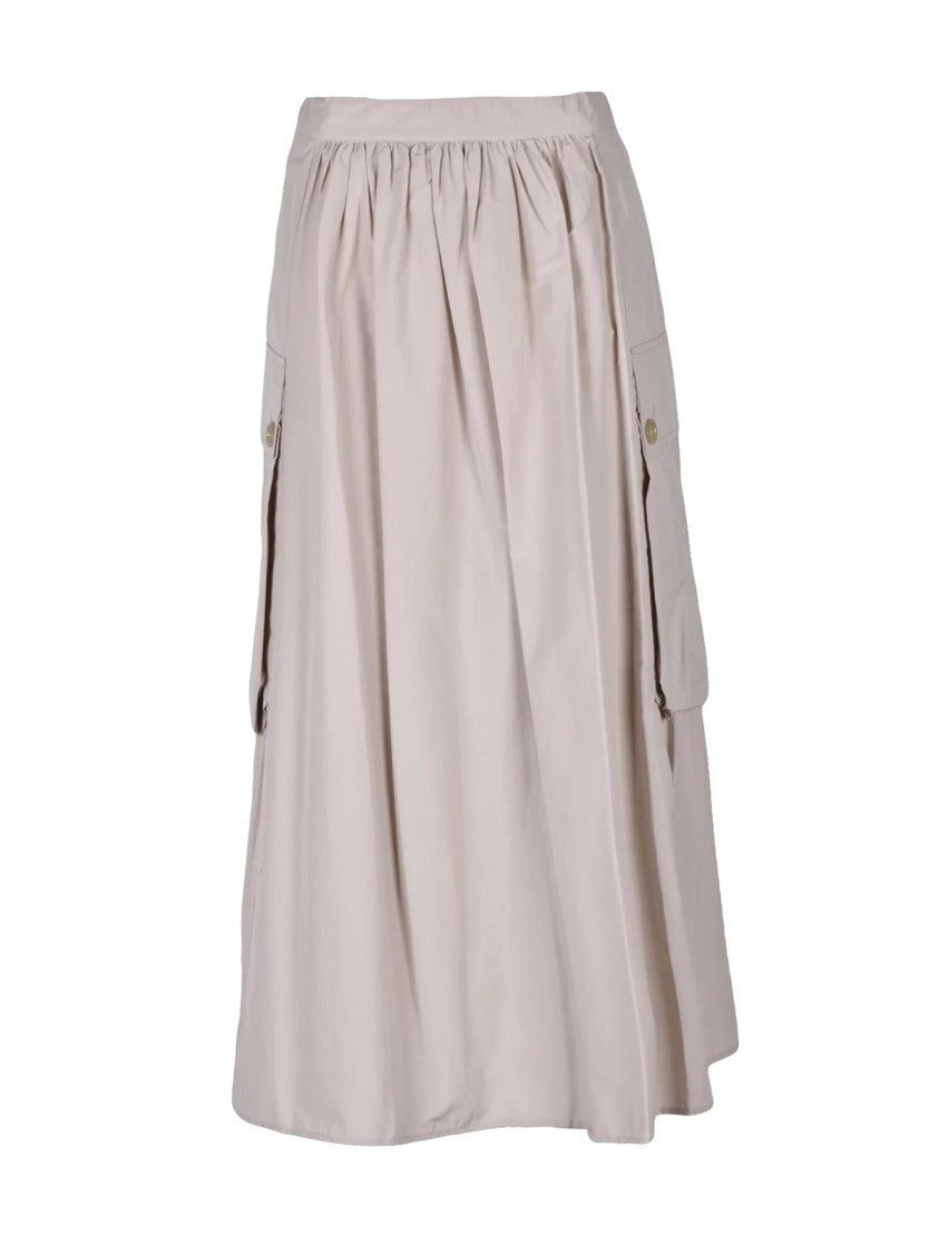 Department 5 Beige Flared Cotton-Blend Gathered Midi Skirt