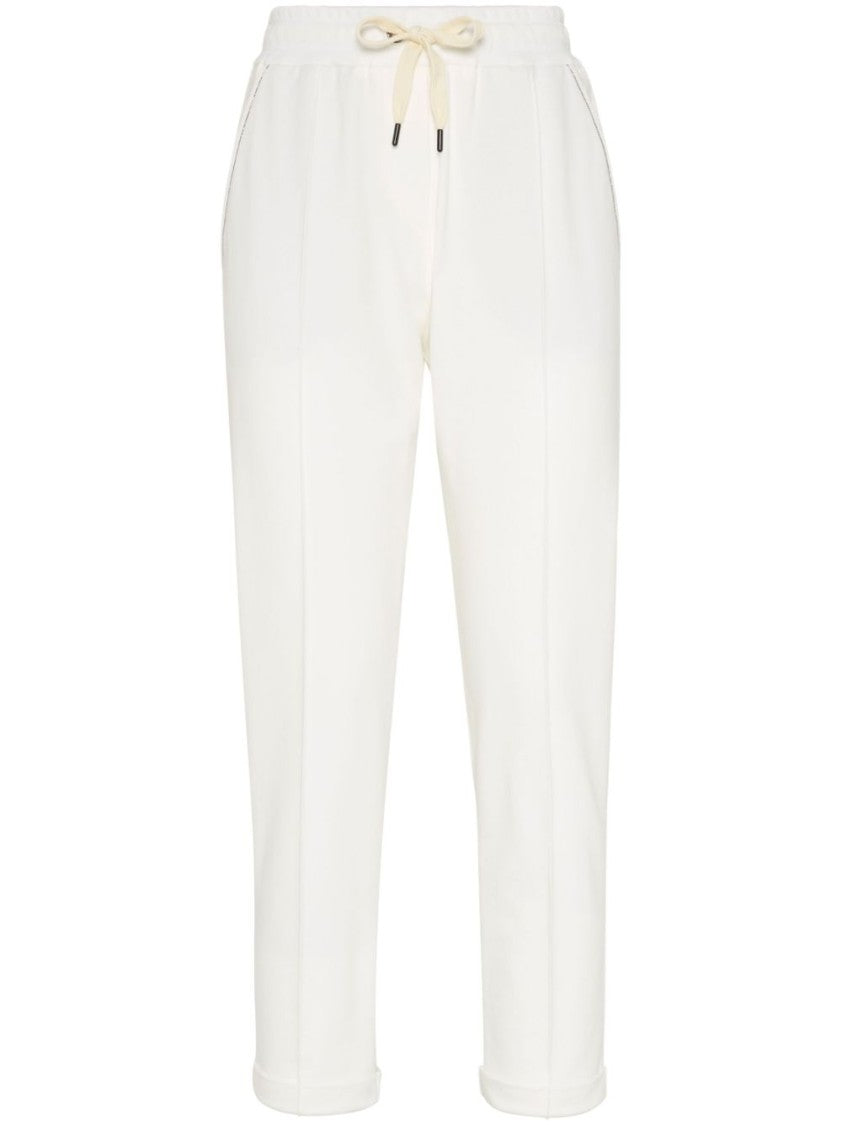 Brunello Cucinelli Relaxed-Fit White Trousers With Drawstring Waistband