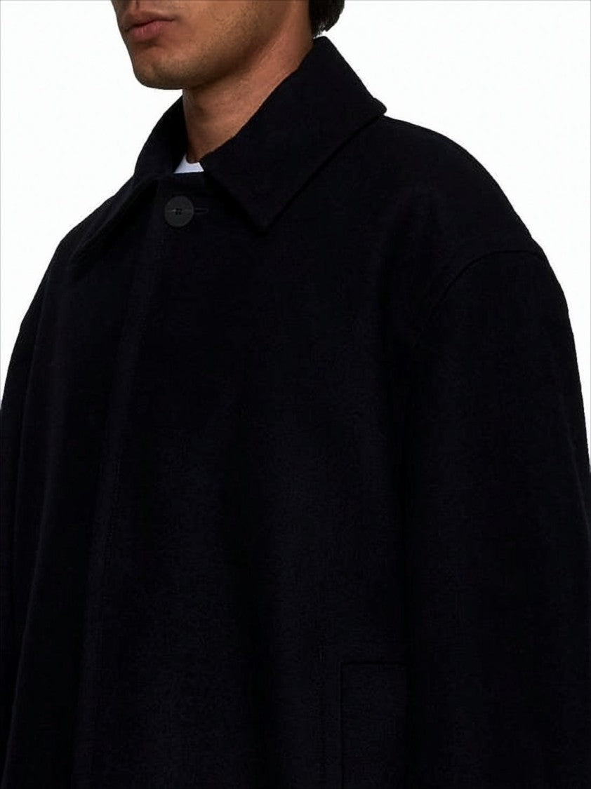 Studio Nicholson Oversized Black Wool Blend Coat