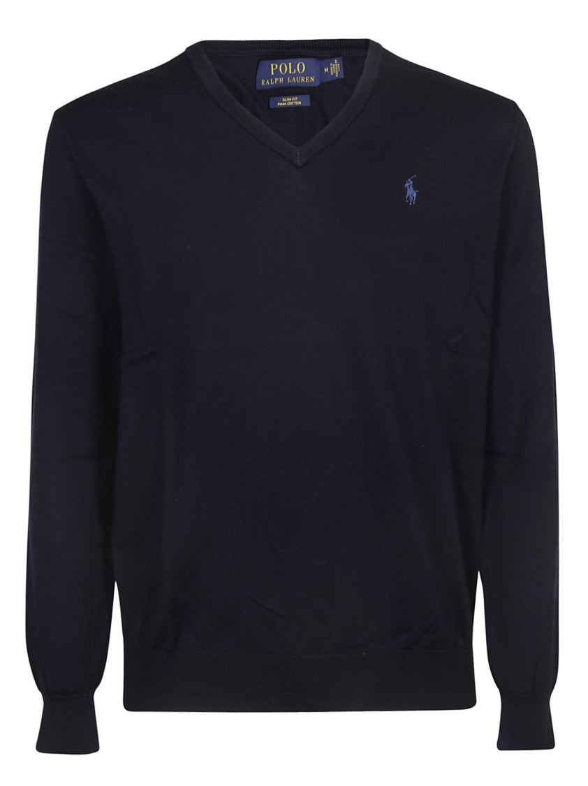 Polo Ralph Lauren V-Neck Cotton Sweater With Ribbed Detailing