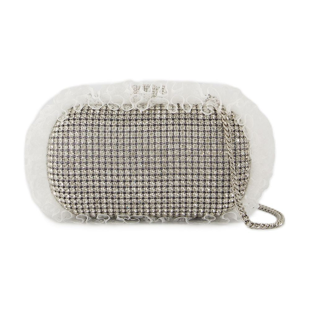 Self-Portrait Crystal Lace Detail Clutch - Synthetic - Silver