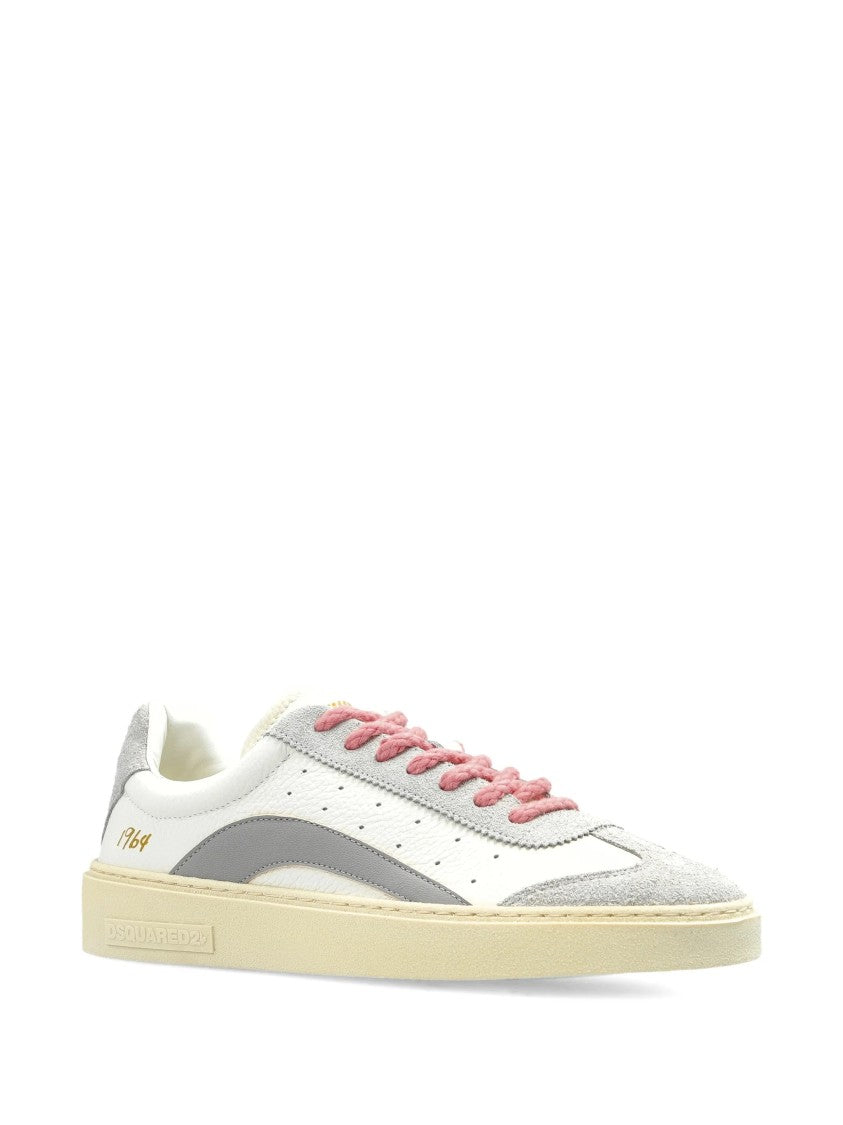 Dsquared2 White/Grey Low-Top Suede Texture Sneakers