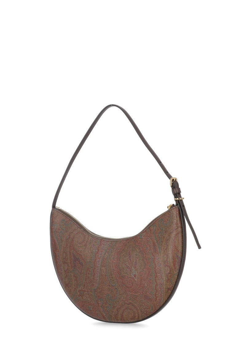 Etro Crescent-Shaped Brown Paisley Jacquard Etro Handbag