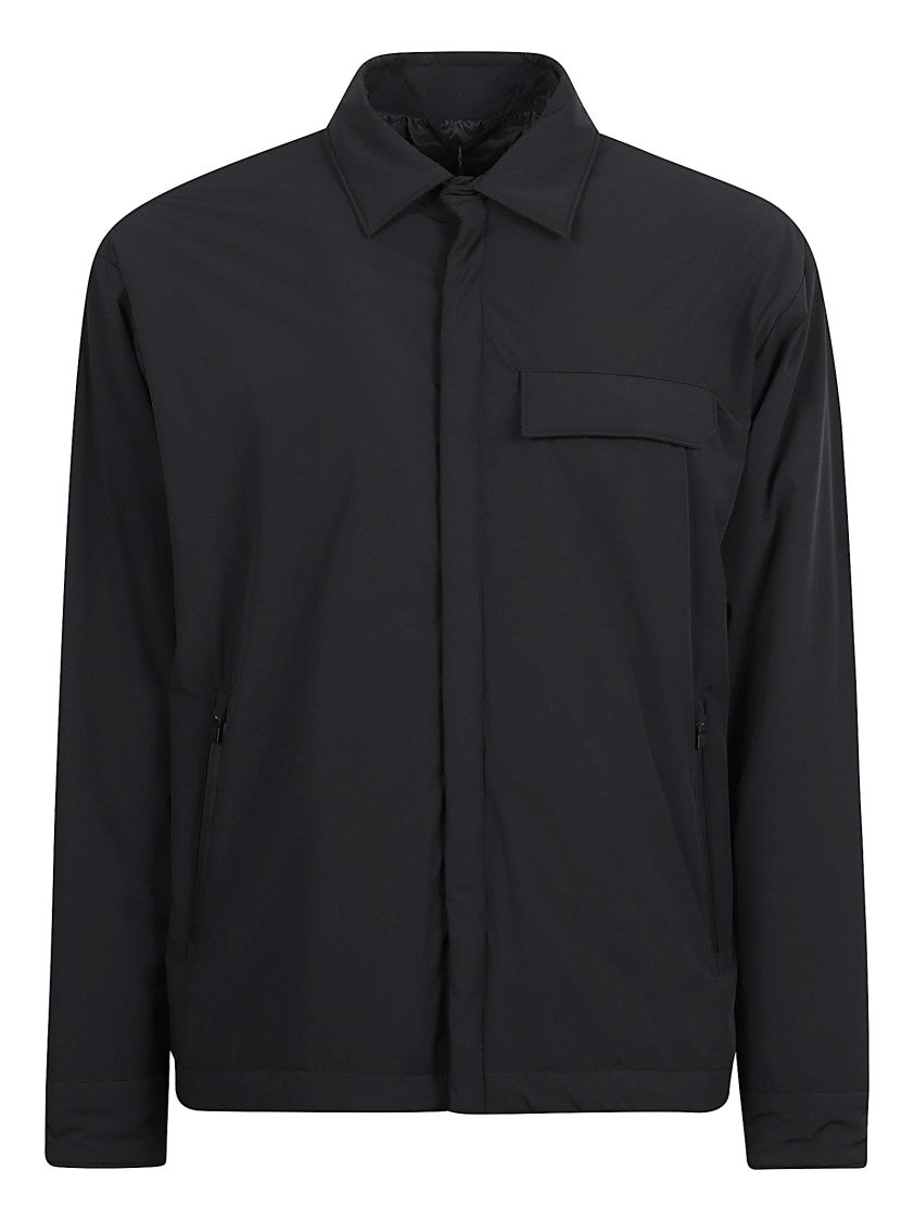 Herno Minimalist Jacket With Concealed Closure And Adjustable Cuffs