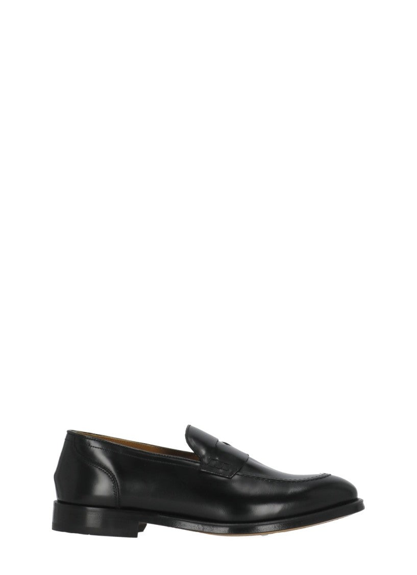 Doucal's Black Smooth Leather Mask Loafers
