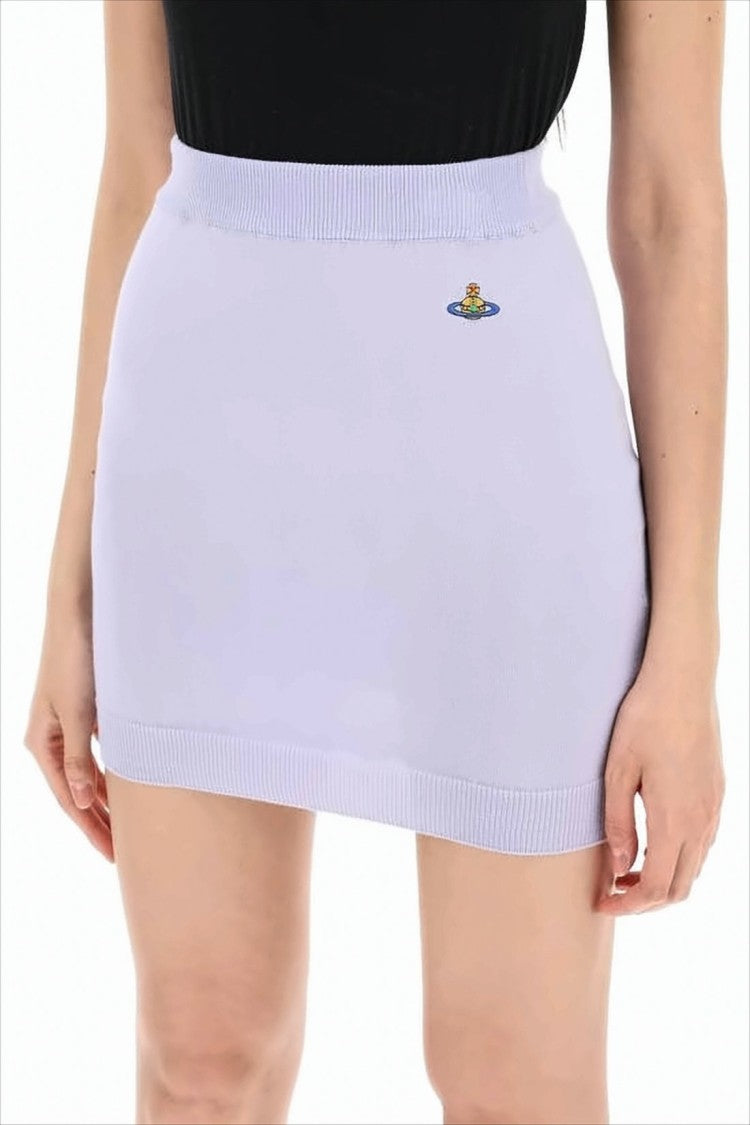 Vivienne Westwood Fitted Purple Knit Mini Skirt With Ribbed Details