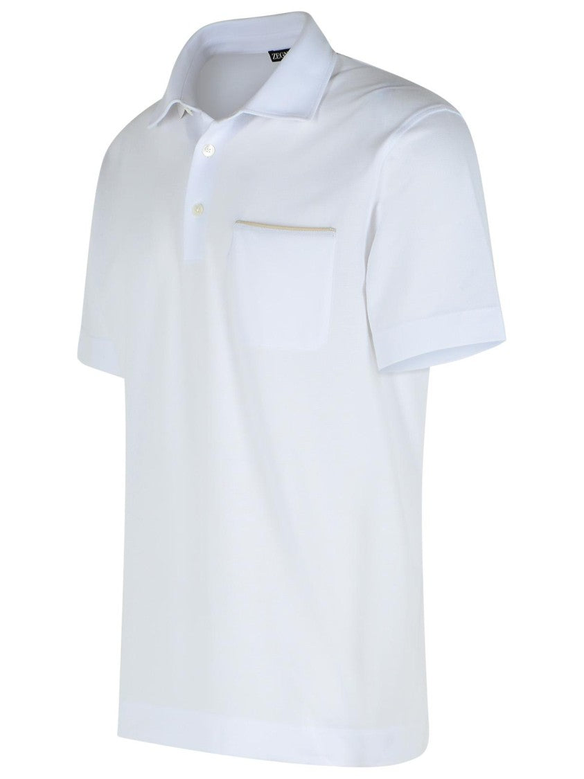 Zegna 'Pure' White Cotton Polo Shirt