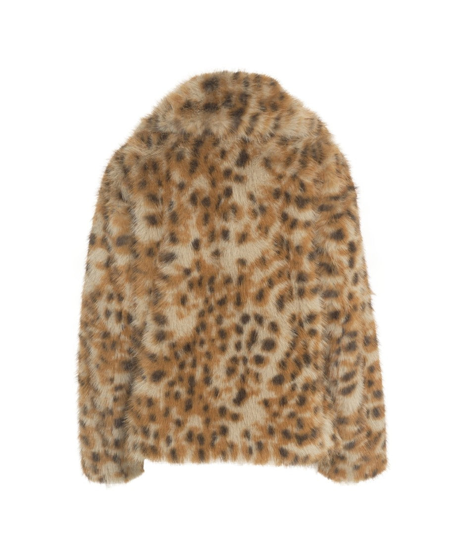 Munthe Teddy Jacket With Animal Print And Double-Breasted Closure