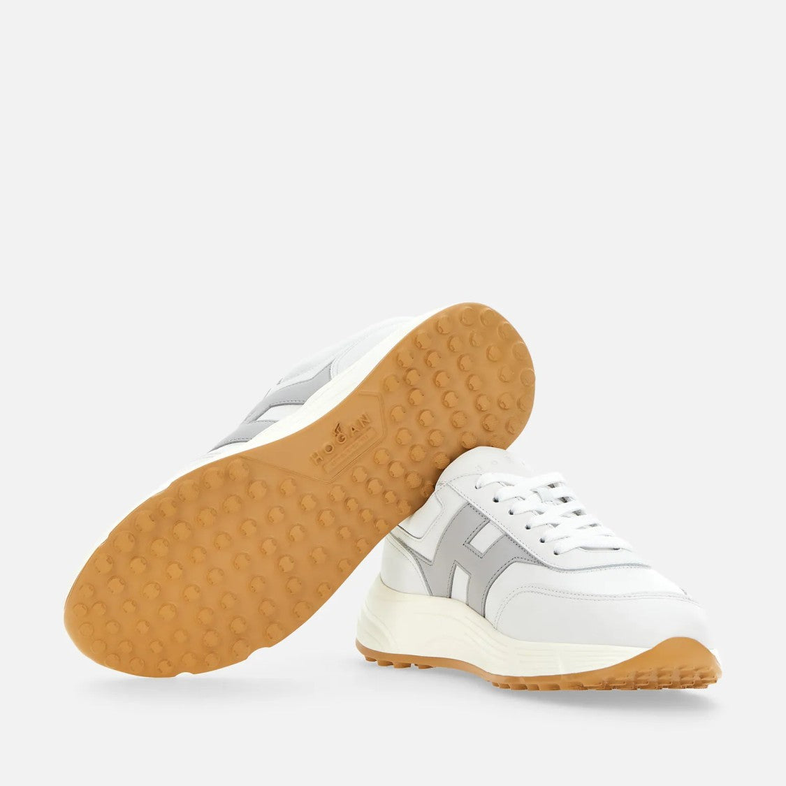 Hogan Hyperlight Allacciato H Sneakers In White Grey
